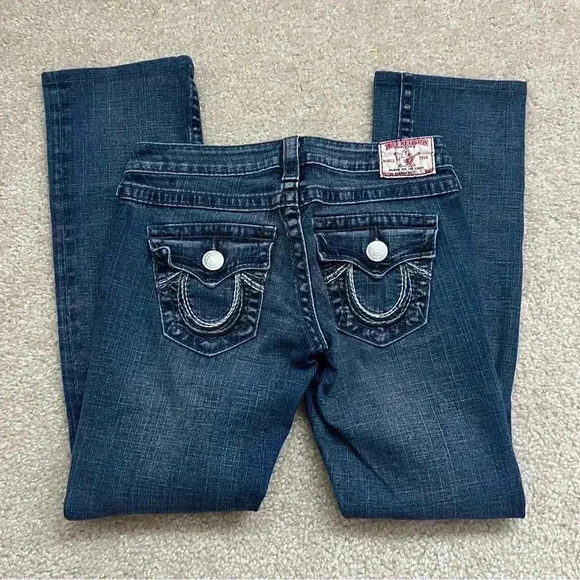 True Religion Jeans Rainbow Billy Blue Jeans Women Sz 26x29 Boot Cut 10572BLBT, - Picture 1 of 14